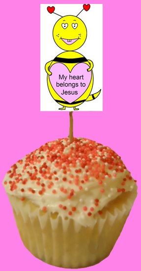 My heart belongs to Jesus Bee Valentine Cupcake Snack For Kids